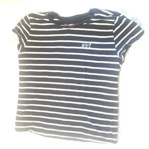 Kids Abercrombie navy and White striped tee